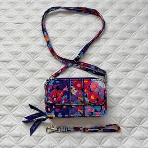 Vera Bradley All in One Crossbody Bag Wallet Wristlet Impressionista Pattern